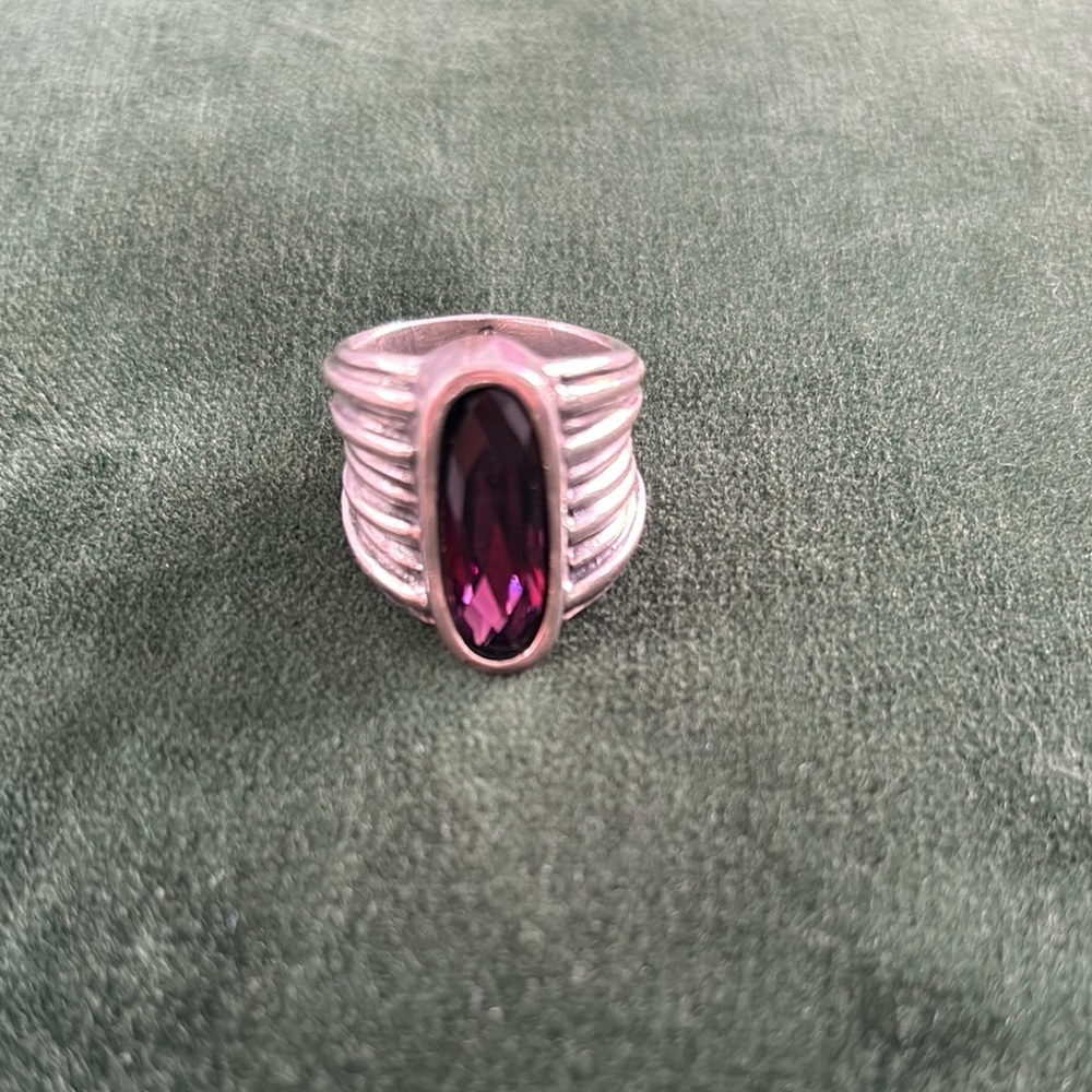 UNO de 50 Silver Ring with Deep Purple Gemstone